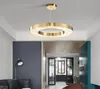 Circle LED ljuskrona belysning för vardagsrum guld modern kristall hängande lampa sovrum polerad stål ring lustes de cristal myy