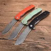 Cuchillo plegable abatible de Damasco de 3 colores, hoja de acero VG10-Damascus, mango G10, cuchillos de rescate de supervivencia al aire libre