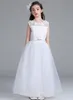 Blomma flicka klänning för weddin party vit elegant spets tulle flicka formell klänning första kommunion klänningar för tonårsflicka