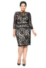 Black Plus Size Spitze Formale Kleider Full Sleeves Knielange Bänder Sash Prom Kleider Vintage Jewel Neck Best Selling Kleid SD3428