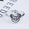 Anillo de plata con cabeza de gato s925, anillo clásico vintage con cara de gato de plata esterlina, estilo británico, hip-hop, anillo de plata tailandesa para hombre y mujer214r