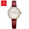 Julius Women's Watch for Small Wrist Ladies Top Quality Luxury Blue Wristwatches Japan Movement Waterproof Leather Clock JA-1077