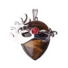Naturlig Crystal Mask Hängsmycke (Silver) Ametist Quartz Ädelsten Fox Dancing Masks Chakra Healing Point