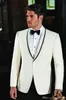 New Fashion Ivory Groom Tuxedos Shawl Lapel Man Work Prom Suit Blazer Coat Trousers Set (Jacket+Pants+Tie) H:861