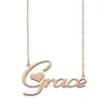 Grace Custom Name Necklace Personlig sterling silverhalsband för kvinnor typskylt barn bästa vänner smycken 18k guldpläterad rostfritt stål