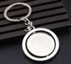 Circular shape rotate metal blank tag keychain Creative car keyring