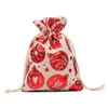 Красочные льняные рождественские хлопковые сумки 10x14 13x18 см для домашней вечеринки, муслиновые конфеты, подарки, упаковочные пакеты для ювелирных изделий, подарочные пакеты на шнурке Pouch9976607