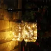 Solar Powered LED Mason Jars Light Up Lid String Fairy Star Lights Screw on Silver Lids for Mason Glass Jars Christmas Garden