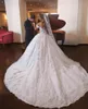 Sexy Dubai Arabic Ball Gown Wedding Dresses Off Shoulder Full Lace Appliques Beads Crystal Open Back Court Train Custom Formal Bridal Gowns