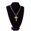 Collier avec pendentif croix de jésus en acier inoxydable, couleur or, lien de 6mm, chaîne byzantine, Long et lourd, bijoux pour hommes, MN68