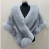 Höst Vinter Long Fox Faux Fur Bridal Wraps Evening Dress Sjal Scarf Kvinna Party Cocktail Cloak 6 Färger