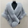 Autumn winter long fox faux fur bridal Wraps evening dress shawl scarf female Party Cocktail cloak 6 Colors