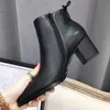 Hot Sale-black Boots Shoes Wedges Chunky heels Suede leather Ankle Shoes fashion women's high quality party work fashion boots 5.5cm heel