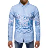 2020 designer mens slim fit casual shirts print floral pattern turn-down collar long sleeve blouse for male plus size casual streetwear