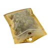 10 18 cm matt klart dragkedja blixtlåsväskor guld aluminium folie plastpaket med hänghål mat livsmedelsbutik visar förpackning pouches294z