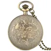 Retro Brons Zwart / Wit / Beige Dial Pocket Watch met Rome Nummer Ketting Ketting Quartz Analoge Horloges voor Vrouwen Mannen Gift