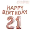 15pcs / set lettre Joyeux anniversaire or rose Foil ballons + Numéro hélium Balloon18th 21 30 Célébration 50e 60e 40e anniversaire du Parti Sup