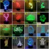 3D-LED-Leuchten 7 Farbe Berührungsschalter Nachtlicht Acryl Optische Illusionslampe Atmosphäre Neuheit Beleuchtung 48 Muster Optional