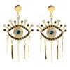 New Fashion exaggerated famous brand designer Devil's Eye Earrings Alloy Fringe with Diamond Blue Eye Stud Earrings