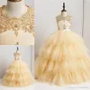 Prenses Balo Beyaz Dantel Çiçek Kız Elbise Ucuz Tül Kemer Yay Düğüm Özel İlk Communion Elbise Elbise