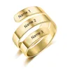 Cadeau personnalisé gravé 3 noms bague en acier inoxydable bagues réglables pour femmes bijoux d'anniversaire (JewelOra RI103745)