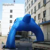 Tunnel de mascotte d'animal de mer gonflable 5m tête de requin bleu géant avec bouche ouverte pour la décoration d'entrée2506