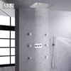 DULABRAHE Bathroom Shower Faucet Set Ceil Mounted 12 Inch LED Rain Shower Head Spa Bath Mixer Body Massage Combo System