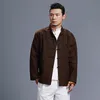 Ropa de calle de estilo chino para primavera y otoño para hombre, traje Tang, chaqueta para el cuerpo, ropa de abrigo oriental de lino y algodón para hombre
