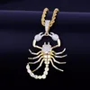 Tier Skorpion Hip Hop Anhänger mit 18 Karat Gelbgold Halskette Kubikzircon Herren Halskette Schmuck für Geschenk