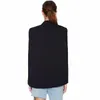 Ternos femininos Blazers 2022 Moda Moda Capa Cape Blazer Coat, Lapel Black Split Sleeve Longa Pacockets