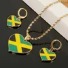 Enamel Jamaica Heart Map National Flag Pendant Necklaces Earrings Jamaican Jewelry Gifts