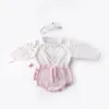 Bebê crianças roupas de grife Malha Romper Manga Longa Amor Coração Design Romper Roupas 100% algodão menina macacão quente 0-2 T