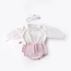 Dziecko Kids Designer Odzież Dzianiny Romper Z Długim Rękawem Love Heart Design Romper Odzież 100% Bawełna Dziewczyna Ciepłe Pajacyki 0-2t