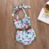 niños diseñador ropa chicas arco corbata bikini baño baño baño para niño alto waisy traje de baño mar biquini infantil bañador bañador floral by1016