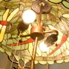 Tiffanyスタイルの蓮の葉のトンボテーブルランプステンドグラスホームレストランカフェの装飾アートテーブルライト