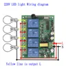 1000m High Power 10A Relais AC 220 V 4 CH 4CH Draadloze RF Afstandsbediening Schakelaar Zender Ontvanger, 315/433 MHz
