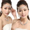 Romantyczny Kryształ Trzy Kawałki Zestawy Biżuterii Kwiaty Zestaw Biżuterii Bridal Naszyjnik Kolczyk Korona Tiaras Party Wedding Party Akcesoria