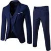 Costumes trois pièces pour hommes, coupe cintrée, simple boutonnage, costumes de mariage sur mesure, ensembles de costumes de smoking de mariage (gilet + pantalon + Blazer)