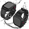 Sportwatchands met schermbeschermer Waterdichte hoes voor Apple Watch Case Series 5 4 3 met siliconen bandriem voor iWatch 44mm 42mm zwart