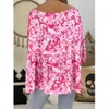 Kobiety Bluzki 2019 Lato Vintage Floral Print Boho Bluzka wakacyjna 3/4 Rękawę Loose T Shirt Tops Plus Rozmiar 5xl