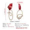 Wholesale- resin dangle earrings for women western Frigid style wire chandelier earring girl designer jewelry five colors red purple blue