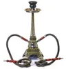 Paris Tower Em forma de hookah conjunto acrílico metal duplo mangueira de vidro de vidro tabaco tubos shisha filtro de fumo árabes equipamentos de petróleo acessórios