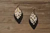 Hot Leopard leather earrings New Designer Real leather earrings European and American leopard double-layer leaves earrings