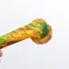 Pipe à main en silicone avec bol en métal remplaçable couleur mélangée fumer narguilé bang en silicone de qualité alimentaire aux herbes sèches