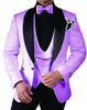 Mode Vit Embossing Groom Tuxedos Sjal Lapel Groomsman Bröllop 3 Piece Suit Män Business Prom Jacka Blazer (Jacka + Byxor + Tie + Vest) 88