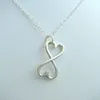 10PCS Outline Open Two Love Heart Infinite Infinity Necklace Geometric Wire Wrapped Vertical 2 Double Hearts Necklaces for Women