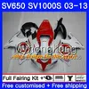 Ciało dla SUZUKI SV650 SV1000S SV650S 03 04 05 06 07 08 308 HM.2 SV 650S 1000 S 1000.2 2004 2005 2006 2006 2008 Błyszczący Biała Gorące Gorące