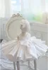 Babymeisje doopjurk voor doop bruiloft Big boog gelaagde tule pasgeboren feestje slijtage baby prinses 1 jaar verjaardag jurk