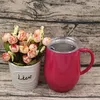 Stainless Steel Coffee Cup With Lid Handle Egg Cups Tea Mug Wine Glasses Double Layer Beer Mugs Solid Tumbler SEA SHIP KKB7831