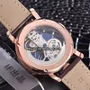 Nuovo Golden Bridge Skeleton Dial Transparent B113 Tourbillon automatico Mens orologio Rose Gold Case Doppia Diamante Bancia in pelle marrone cinturino in pelle marrone